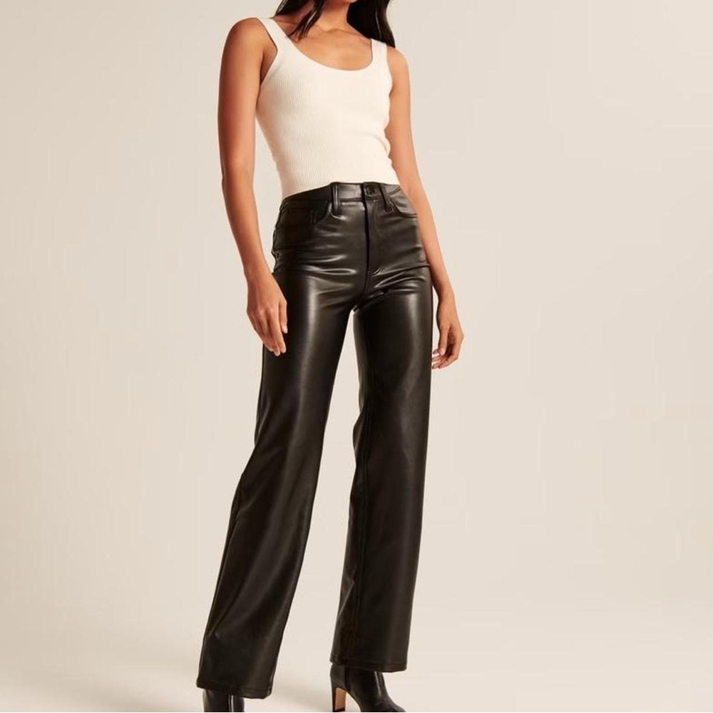 Black 90s Relaxed High Rise Leather Pants